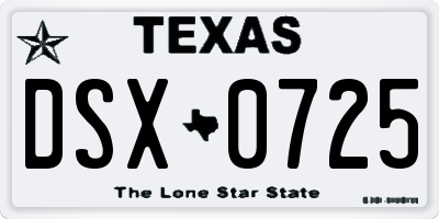 TX license plate DSX0725