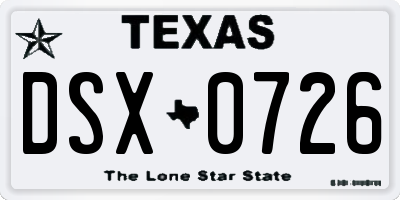TX license plate DSX0726