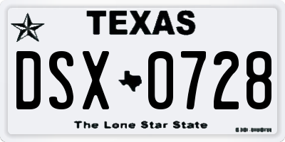 TX license plate DSX0728