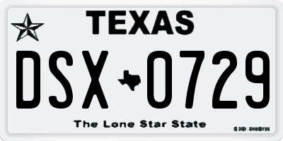 TX license plate DSX0729