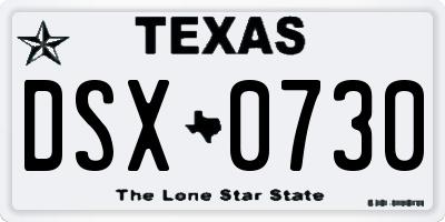 TX license plate DSX0730