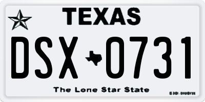 TX license plate DSX0731