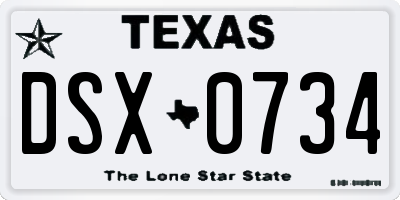 TX license plate DSX0734