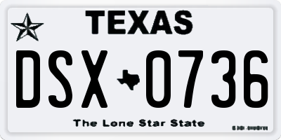 TX license plate DSX0736