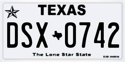TX license plate DSX0742