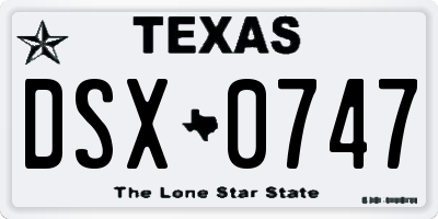 TX license plate DSX0747