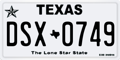 TX license plate DSX0749