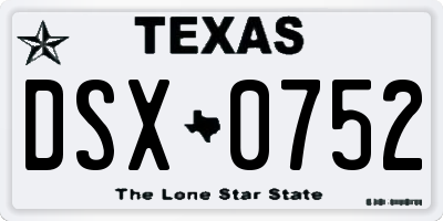 TX license plate DSX0752