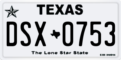 TX license plate DSX0753