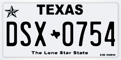 TX license plate DSX0754