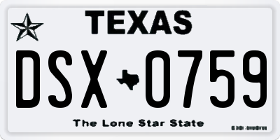 TX license plate DSX0759