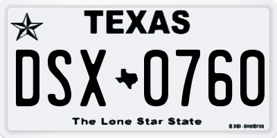 TX license plate DSX0760