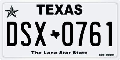 TX license plate DSX0761