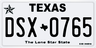 TX license plate DSX0765