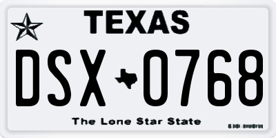 TX license plate DSX0768