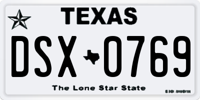 TX license plate DSX0769