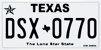 TX license plate DSX0770