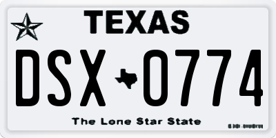 TX license plate DSX0774