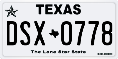 TX license plate DSX0778