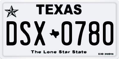 TX license plate DSX0780