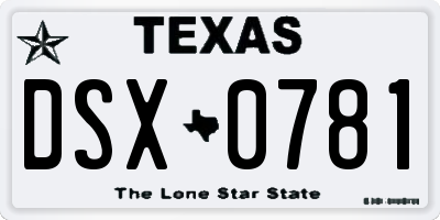TX license plate DSX0781