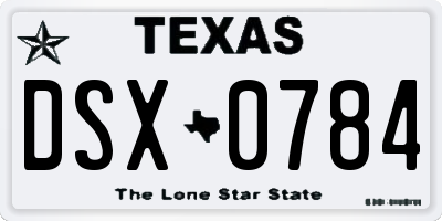 TX license plate DSX0784