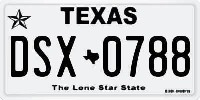 TX license plate DSX0788
