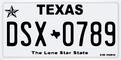 TX license plate DSX0789