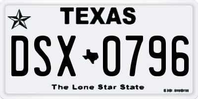 TX license plate DSX0796