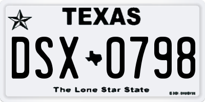 TX license plate DSX0798