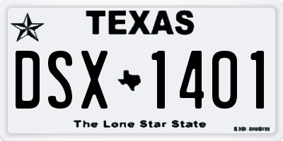 TX license plate DSX1401
