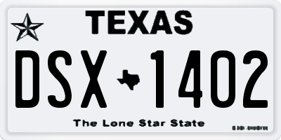 TX license plate DSX1402