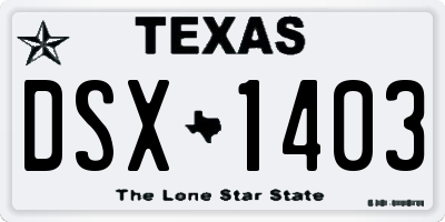 TX license plate DSX1403