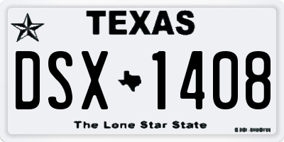 TX license plate DSX1408