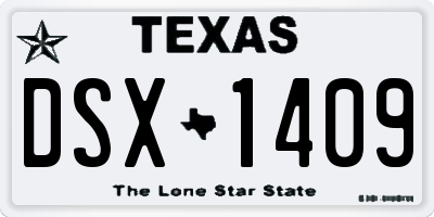 TX license plate DSX1409