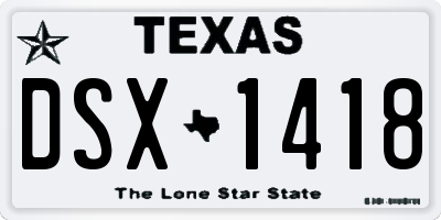 TX license plate DSX1418
