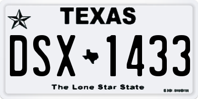 TX license plate DSX1433