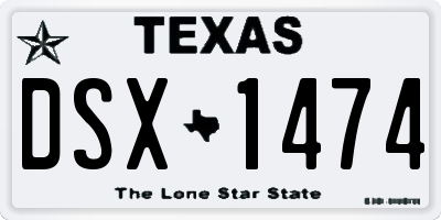 TX license plate DSX1474