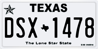 TX license plate DSX1478