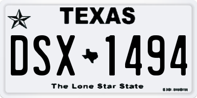 TX license plate DSX1494