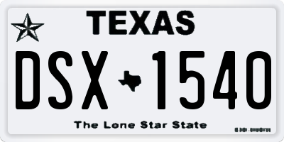 TX license plate DSX1540