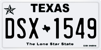 TX license plate DSX1549