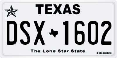 TX license plate DSX1602