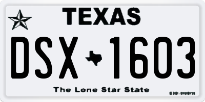 TX license plate DSX1603