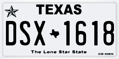 TX license plate DSX1618