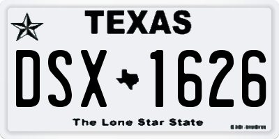 TX license plate DSX1626