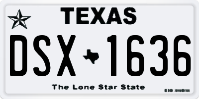 TX license plate DSX1636