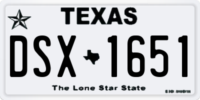 TX license plate DSX1651