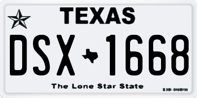 TX license plate DSX1668