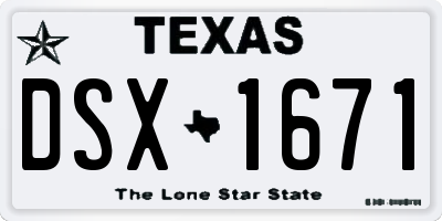 TX license plate DSX1671